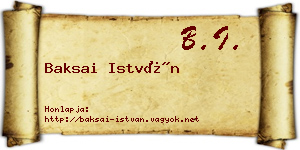 Baksai István névjegykártya